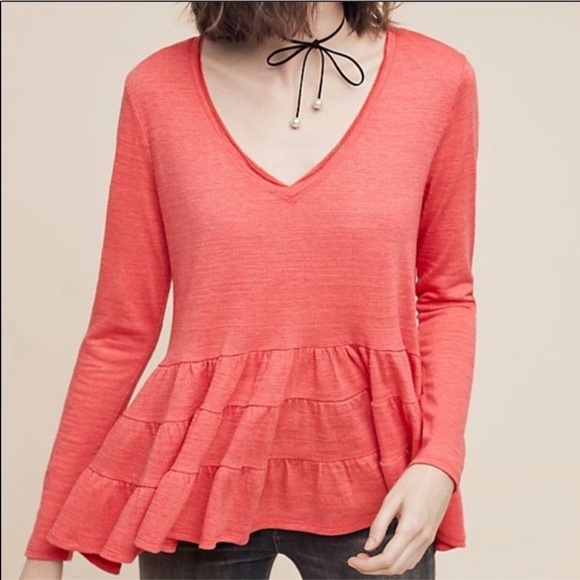 ANTHROPOLOGIE Deletta Thea Long Sleeve Ruffle Tiered Hem Size S - NEW - Picture 1 of 8